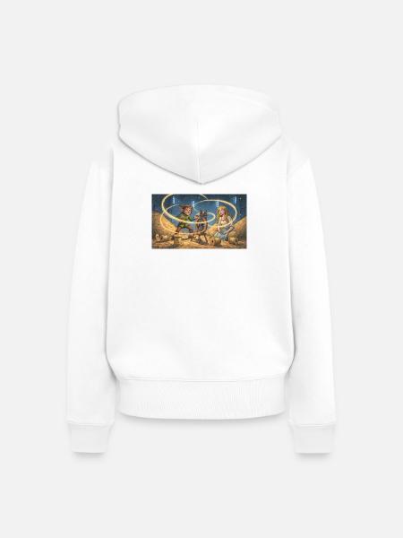 Rumpelstilzchen spinnt Stroh zu glänzendem Gold - Frauen Premium Bio Zip Hoodie - Weiß