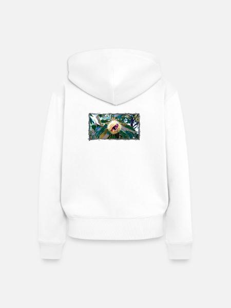 Kastanie in spitzen Blätterdesign - Frauen Premium Bio Zip Hoodie - Weiß
