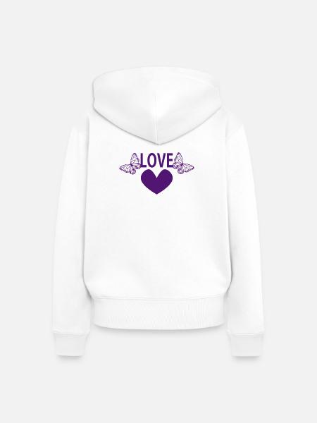 LOVE - Frauen Premium Bio Zip Hoodie - Weiß