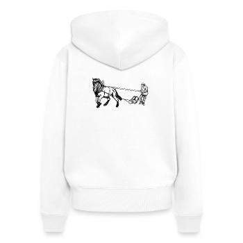 Holzrücker avec cheval - Sweat à capuche zippé Premium bio Femme - blanc - Dos - AI Model Female 172 light (172cm)