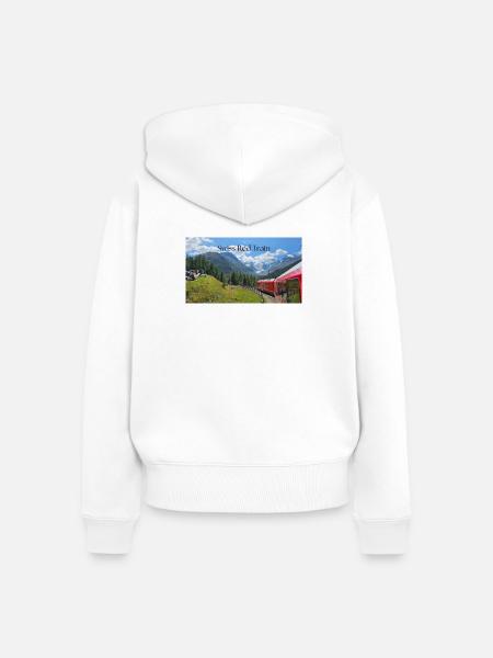 Schweizerischer Roter Zug - Frauen Premium Bio Zip Hoodie - Weiß