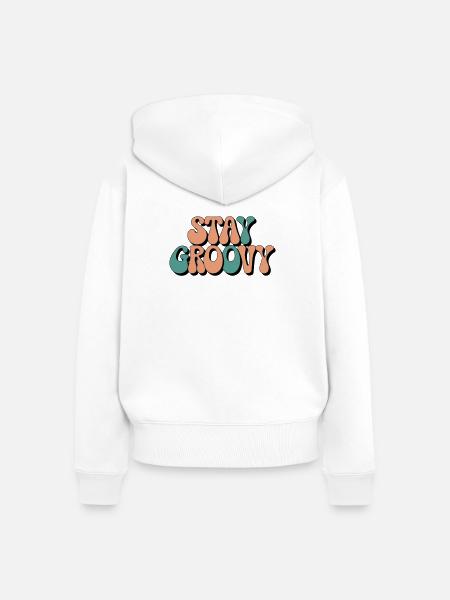 Stay Groovy - Retro Vibes - Frauen Premium Bio Zip Hoodie - Weiß