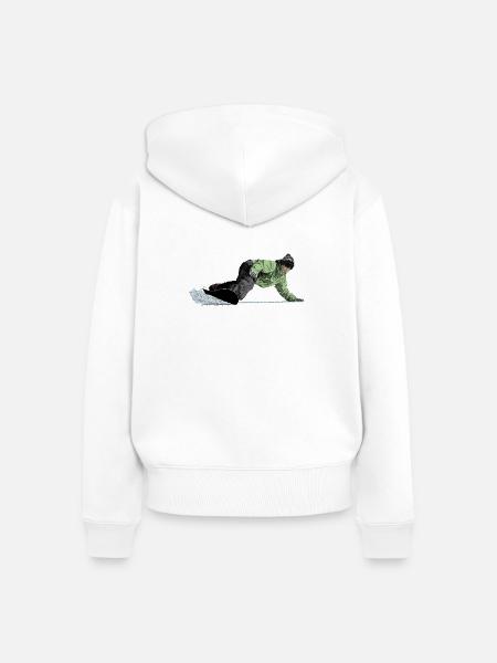 Freerider Snowboarder auf Abfahrt - Frauen Premium Bio Zip Hoodie - Weiß