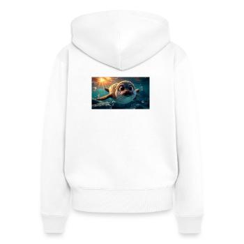 Süßes Robben Baby mit Knopfaugen im Meer - Frauen Premium Bio Zip Hoodie - Weiß - Hinten - AI Model Female 172 light (172cm)