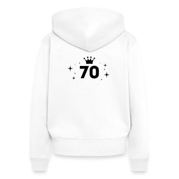 70 Jahre Geburtstag - Frauen Premium Bio Zip Hoodie - Weiß - Hinten - AI Model Female 172 light (172cm)