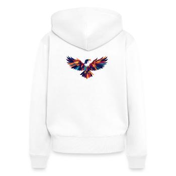 Art coloré des ailes abstraites d’oiseau de feu en forme d’aigle - Sweat à capuche zippé Premium bio Femme - blanc - Dos - AI Model Female 172 light (172cm)