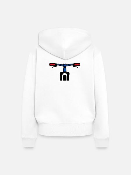 Mountainbike Lenker Grafik - Frauen Premium Bio Zip Hoodie - Weiß