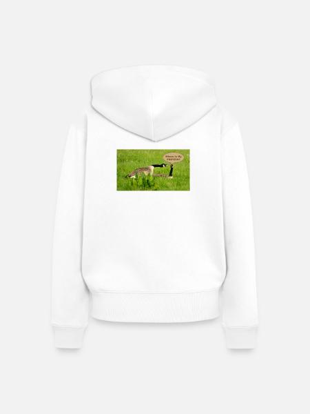 Gans - Wo ist mein Protein - Frauen Premium Bio Zip Hoodie - Weiß