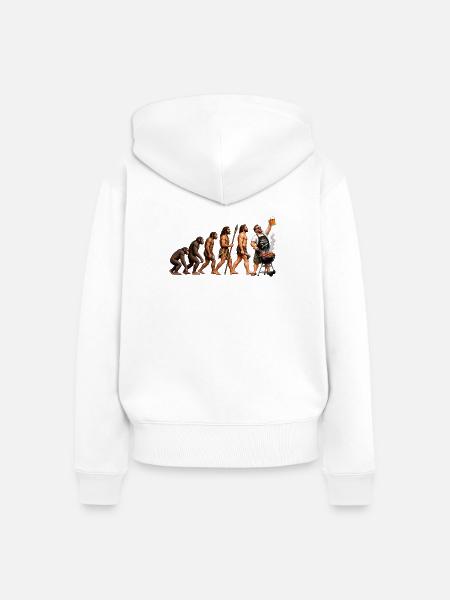 Evolution zum Grill - Frauen Premium Bio Zip Hoodie - Weiß