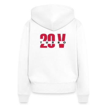 20V turbo - Sweat à capuche zippé Premium bio Femme - blanc - Dos - AI Model Female 172 light (172cm)