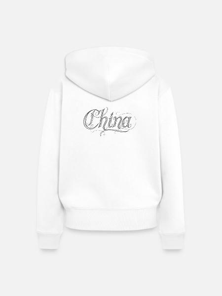 China - Frauen Premium Bio Zip Hoodie - Weiß