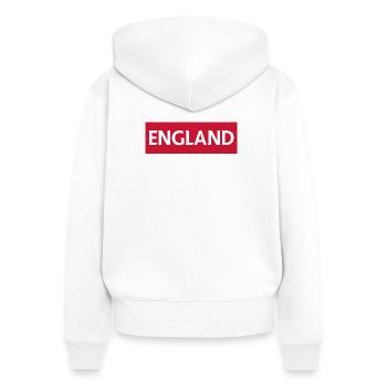 England Coventry Urbane Silhouette mit Farbblock - Frauen Premium Bio Zip Hoodie - Weiß - Hinten - AI Model Female 172 light (172cm)