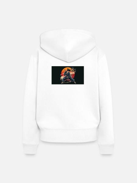 Samurai im Sonnenuntergang - Frauen Premium Bio Zip Hoodie - Weiß