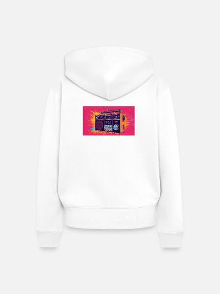 Cooles Radio - Frauen Premium Bio Zip Hoodie - Weiß