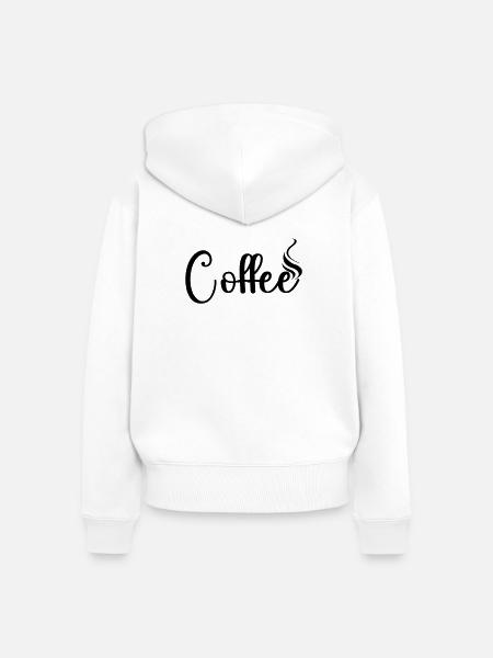 Coffee - Frauen Premium Bio Zip Hoodie - Weiß