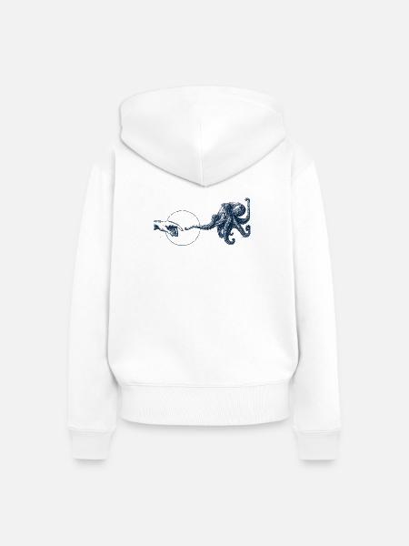 Oktopus - Kontakt - Frauen Premium Bio Zip Hoodie - Weiß