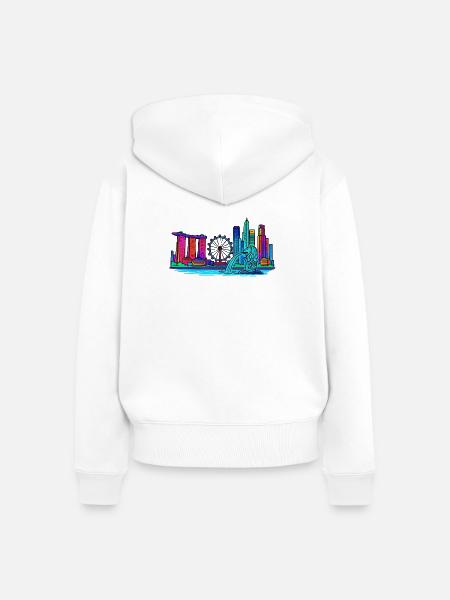 Singapur Skyline - Frauen Premium Bio Zip Hoodie - Weiß