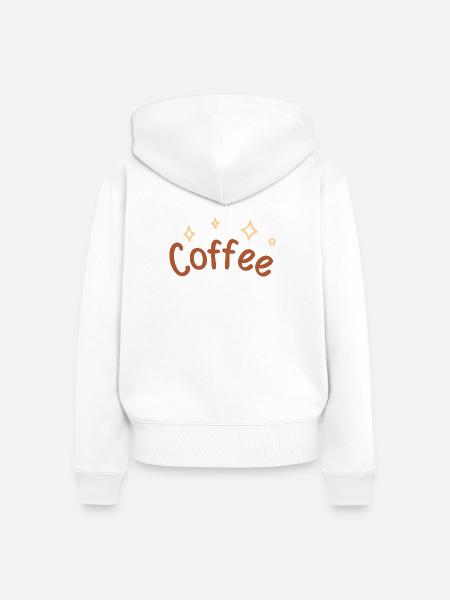 Schriftzeichen-Kaffee-Skizze - Frauen Premium Bio Zip Hoodie - Weiß