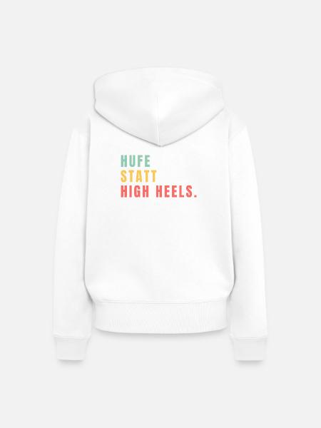 Hufe statt High Heels - Frauen Premium Bio Zip Hoodie - Weiß