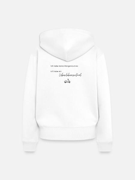 LIEBEVOLL Morgenroutine Roller - Frauen Premium Bio Zip Hoodie - Weiß