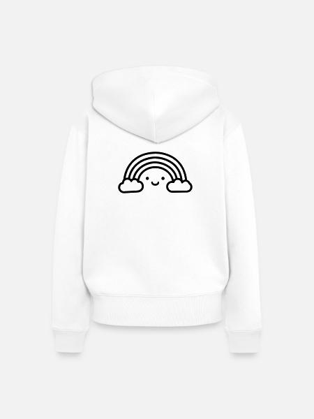Regenbogen - Frauen Premium Bio Zip Hoodie - Weiß