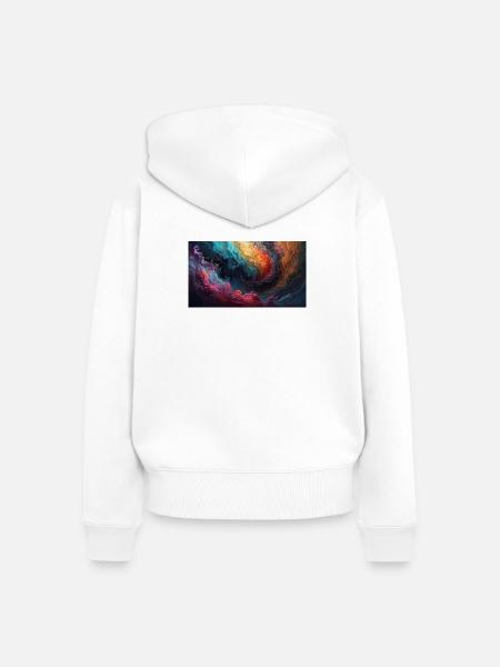 Farbwirbel Nebelmeer - Frauen Premium Bio Zip Hoodie - Weiß