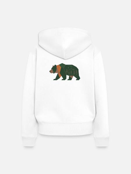 Geometrischer Waldbär Mondlicht - Frauen Premium Bio Zip Hoodie - Weiß