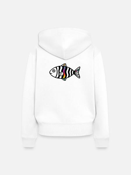 Abstrakter Fisch | Modernes Meeresmotiv  - Frauen Premium Bio Zip Hoodie - Weiß