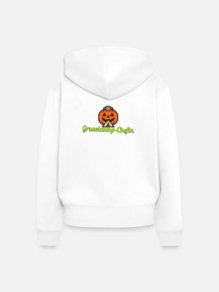 Gruselcamp-Chefin Shirt – Geschenk fürs Camping - Frauen Premium Bio Zip Hoodie - Weiß