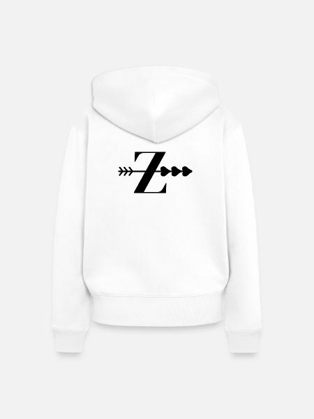 Buchstaben z, Pfeilherz - Frauen Premium Bio Zip Hoodie - Weiß