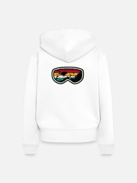 Retro Diver Sunset Silhouette - Frauen Premium Bio Zip Hoodie - Weiß