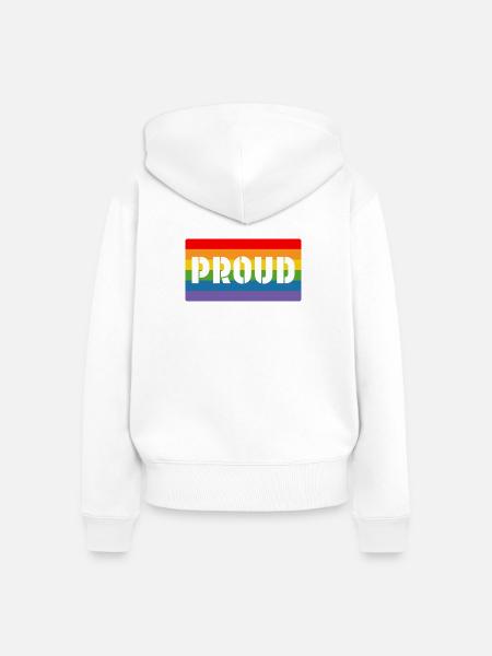 Rainbow proud - Frauen Premium Bio Zip Hoodie - Weiß