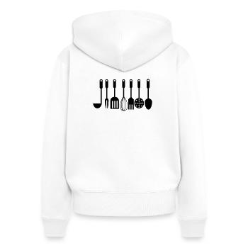 Ustensiles de cuisine - Sweat à capuche zippé Premium bio Femme - blanc - Dos - AI Model Female 172 light (172cm)