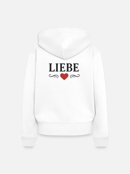 Liebe Schriftzug mit rotem Herz - Frauen Premium Bio Zip Hoodie - Weiß