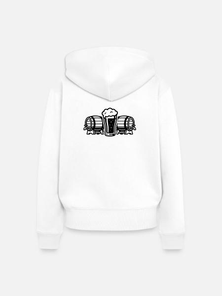Bier Bierfass Bierglas - Frauen Premium Bio Zip Hoodie - Weiß