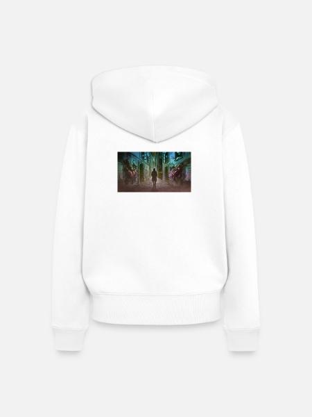 Dunkle Gasse mit Kreaturen - Frauen Premium Bio Zip Hoodie - Weiß