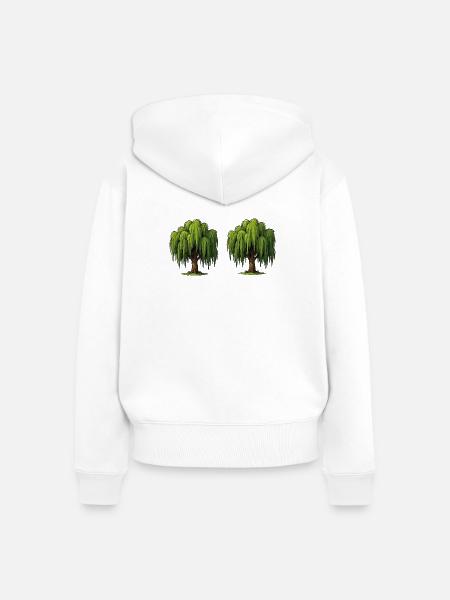 Doppel-Weidenbaumszene - Frauen Premium Bio Zip Hoodie - Weiß