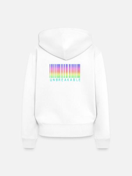 Barcode Unbreakable Rainbow - Frauen Premium Bio Zip Hoodie - Weiß