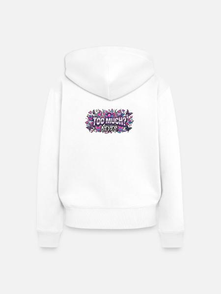 Zu viel, niemals, Y2K - Frauen Premium Bio Zip Hoodie - Weiß