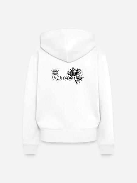 Königin mit Sternen und Krone - Frauen Premium Bio Zip Hoodie - Weiß