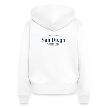 Retro San Diego - Frauen Premium Bio Zip Hoodie - Weiß - Hinten - AI Model Female 172 light (172cm)