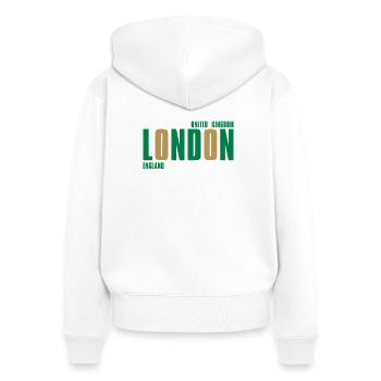 London – England Lyric Design - Women's Premium Organic Zip Hoodie - white - Back - AI Model Female 172 light (172cm)