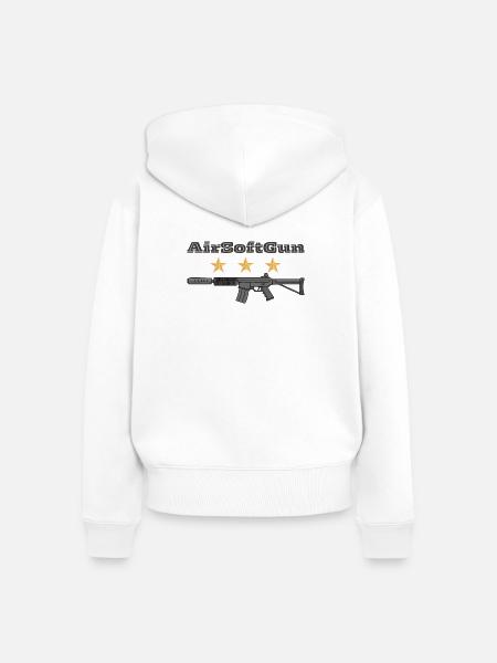 AirSoft Gun mit drei Sternen - Frauen Premium Bio Zip Hoodie - Weiß