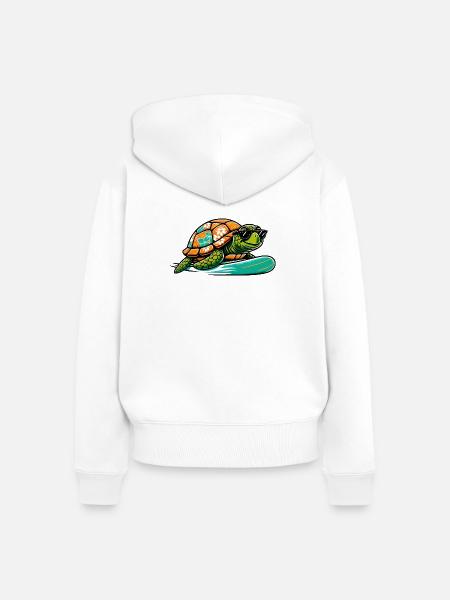 Hawaiianische Schildkröte Surfbrett - Frauen Premium Bio Zip Hoodie - Weiß