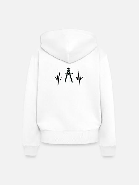 Zirkel Herzschlag - Frauen Premium Bio Zip Hoodie - Weiß