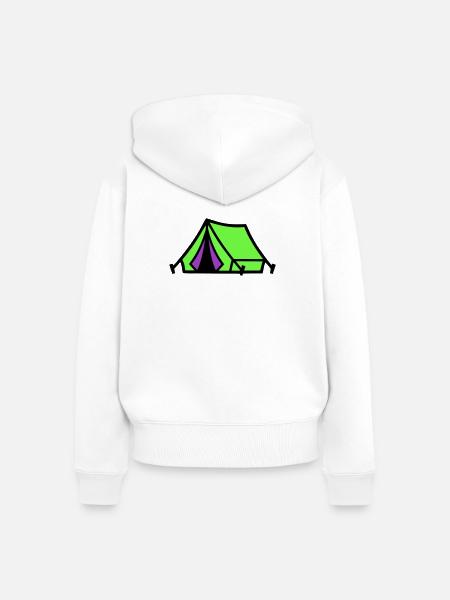 Festival Zelt Camping Icon - Frauen Premium Bio Zip Hoodie - Weiß