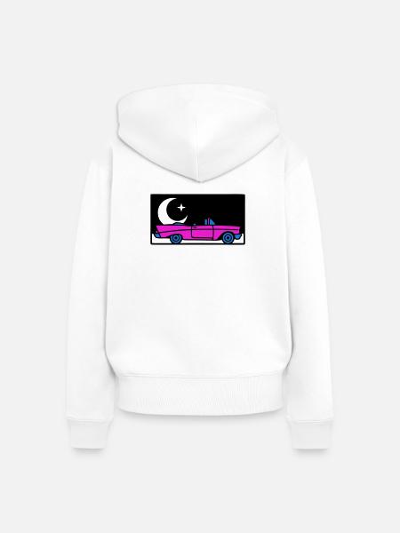 Retro 80s Cabrio Grafik - Frauen Premium Bio Zip Hoodie - Weiß