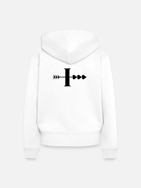 Buchstabe i, Pfeilherz, Herz - Frauen Premium Bio Zip Hoodie - Weiß