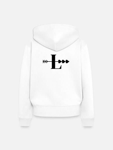 Letter I, Pfeilherz - Frauen Premium Bio Zip Hoodie - Weiß