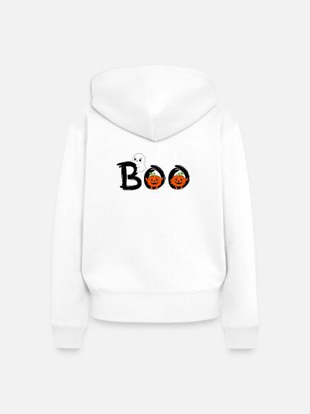 Geist & Kürbisse - Frauen Premium Bio Zip Hoodie - Weiß
